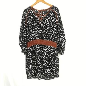 Rebecca Taylor 100% Silk Polka Dot Boho Mini Dress Size 4 Women's